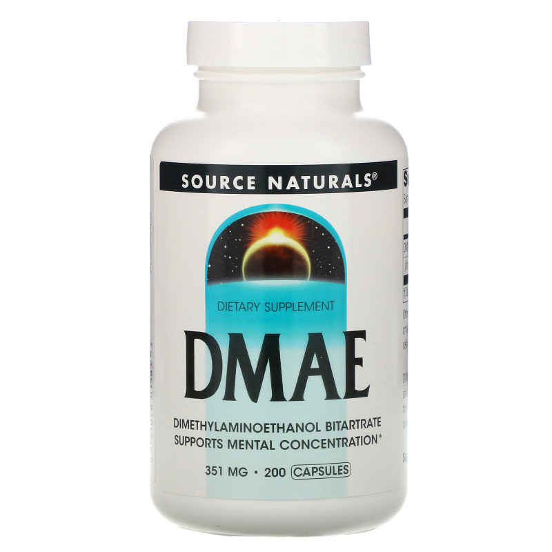 Source Naturals, DMAE, 351 мг, 200 капсул