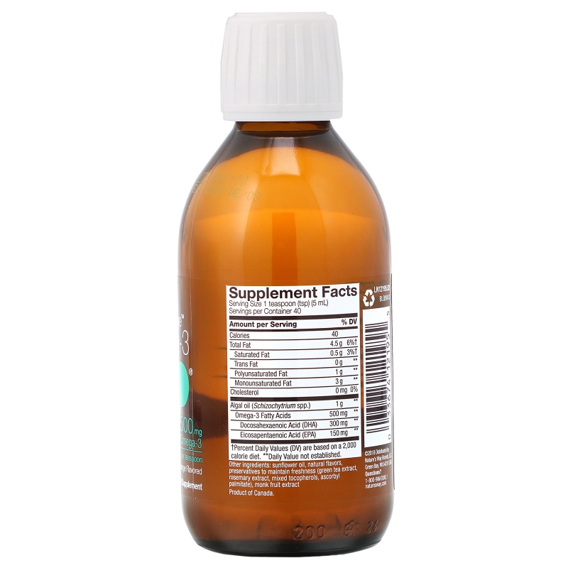 Ascenta, NutraVege, Omega-3 Plant, Strawberry Orange Flavored, 500 mg, 6.8 fl oz (200 ml)