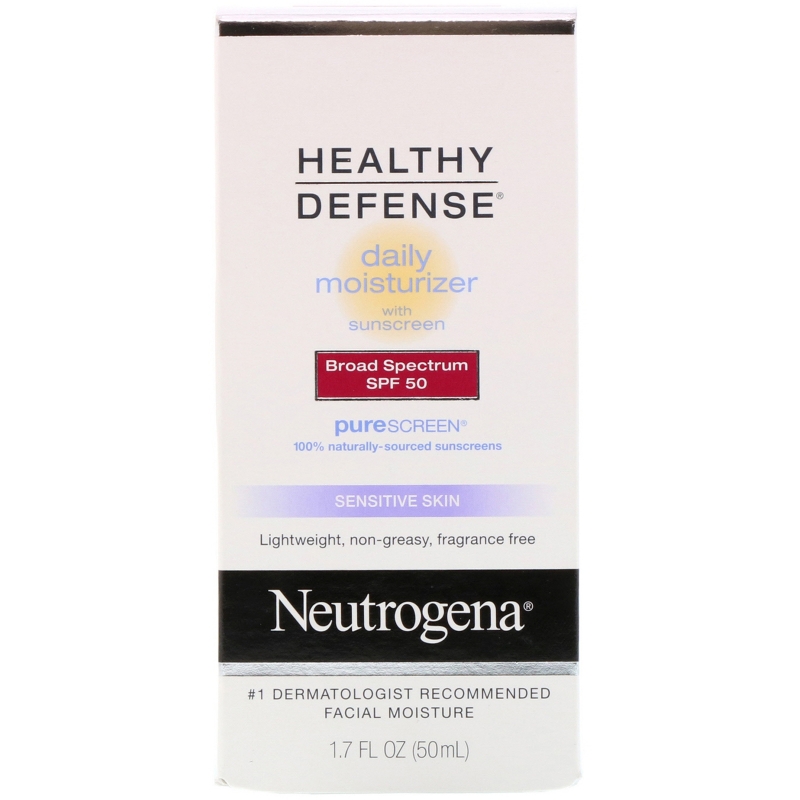 Neutrogena, Healthy Defense, Daily Moisturizer with Sunscreen, Broad Spectrum SPF 50, Sensitive Skin, 1.7 fl oz (50 ml)