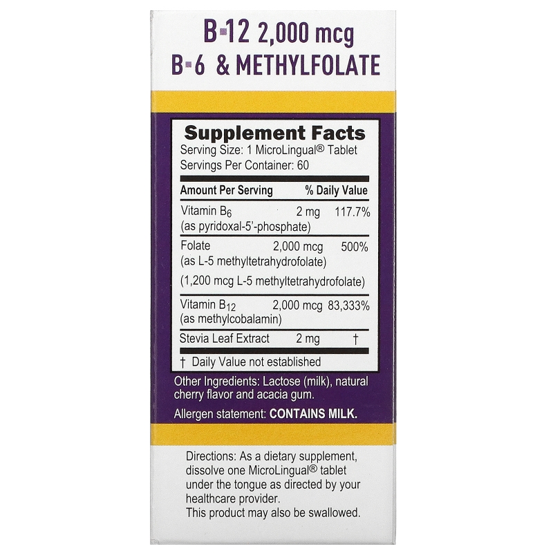 Superior Source, Acitivated B-12 Methylcobalamin 2,000 mcg,  B-6 (P-5-P) & Methylfolate 1,200 mcg, 60 Instant Dissolve Tablets