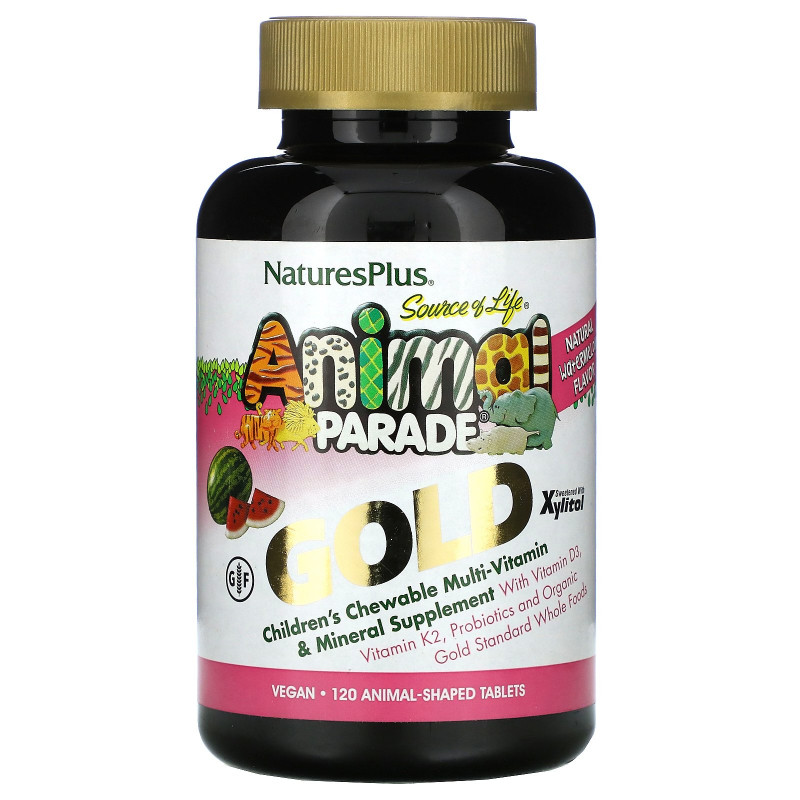 Nature's Plus, Source of Life, Animal Parade Gold, Children's Chewable Multi-Vitamin & Mineral, Watermelon, 120 Animal-Shaped Tablets