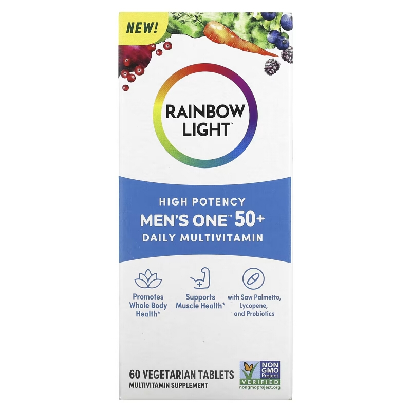 Rainbow Light, Men's One 50+ Daily Multivitamin, High Potency, 60 Vegetarian Tablets