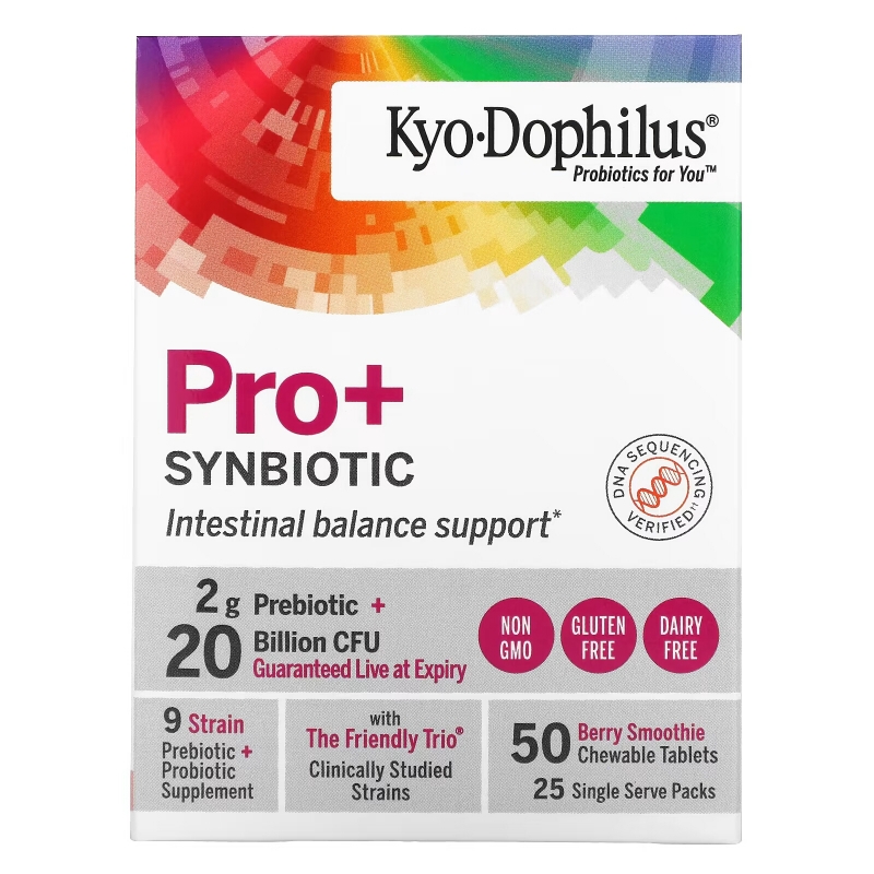 Kyolic, Kyo-Dophilus, Pro+Synbiotic, Berry Smoothie, 20 Billion CFU, 50 Chewable Tablets