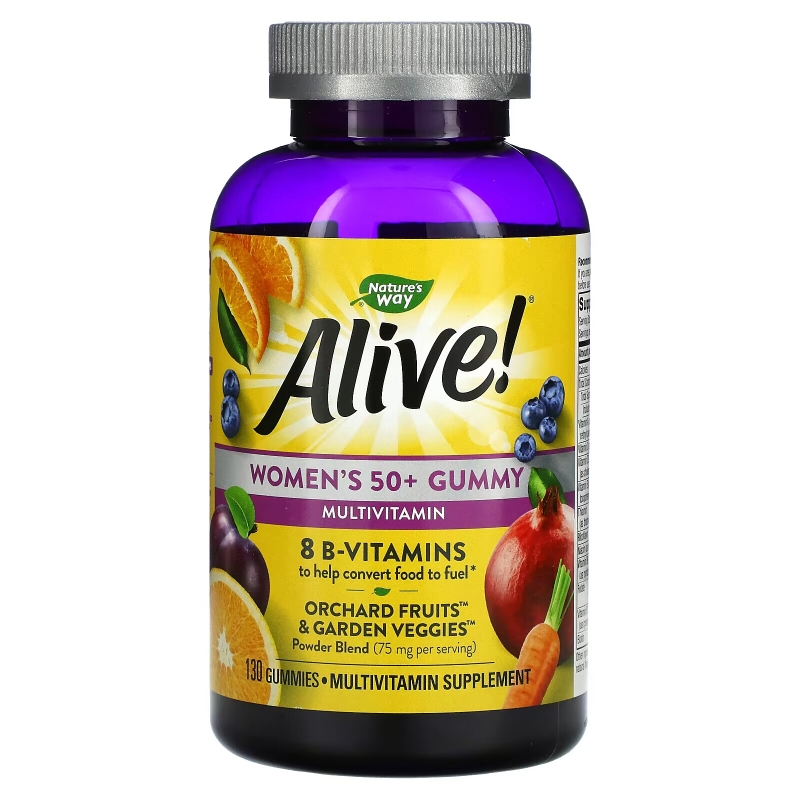 Nature's Way, Alive! Women's 50+ Gummy Multivitamins, Mixed Berry, 130 Gummies