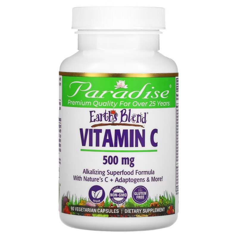 Paradise Herbs, Earth's Blend, Vitamin C, 500 mg, 90 Vegetarian Capsules