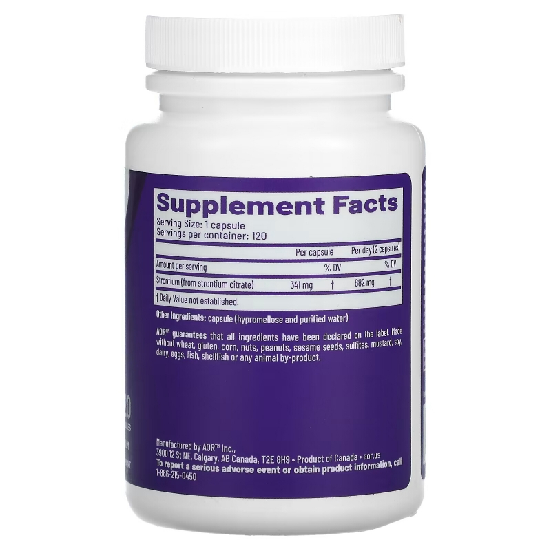 Advanced Orthomolecular Research AOR, Strontium Support II, 120 Vegan Capsules