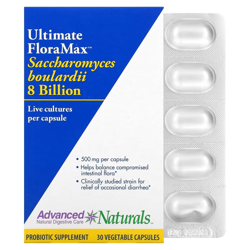 Advanced Naturals, Ultimate FloraMax, Saccharomyces Boulardii, 8 Billion, 30 Vegetable Capsules