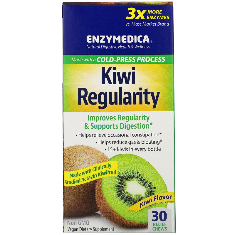 Enzymedica, Kiwi Regularity, Kiwi Flavor, 30 Relief Chews