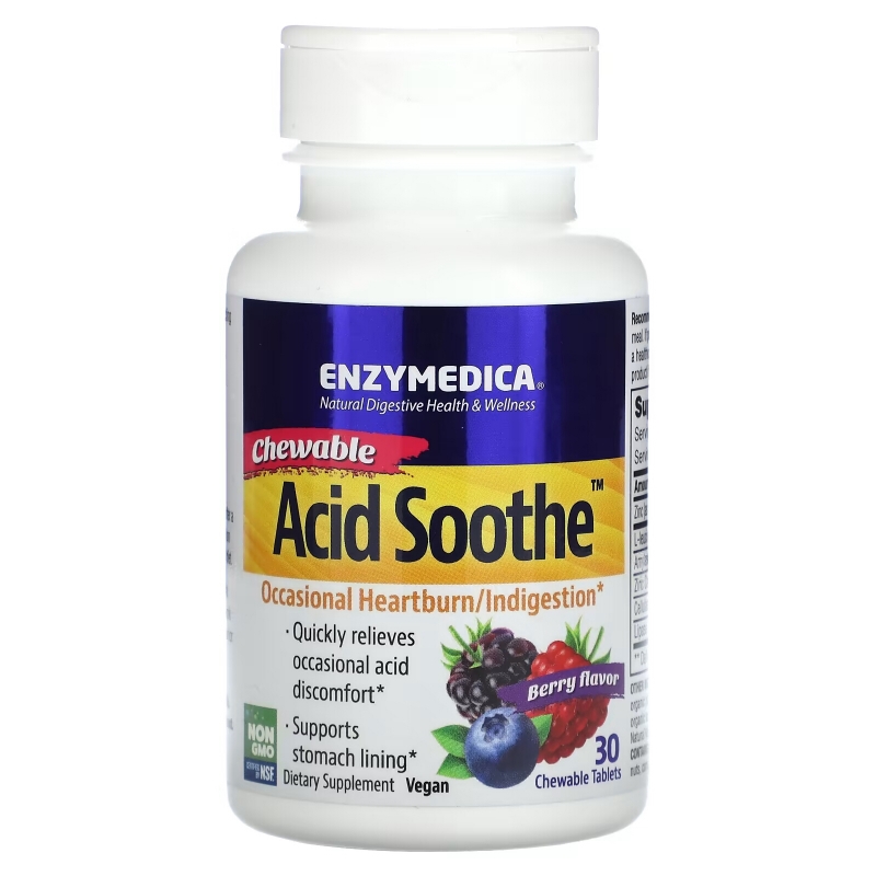 Enzymedica, Chewable Acid Soothe, Berry, 30 Chewable Tablets