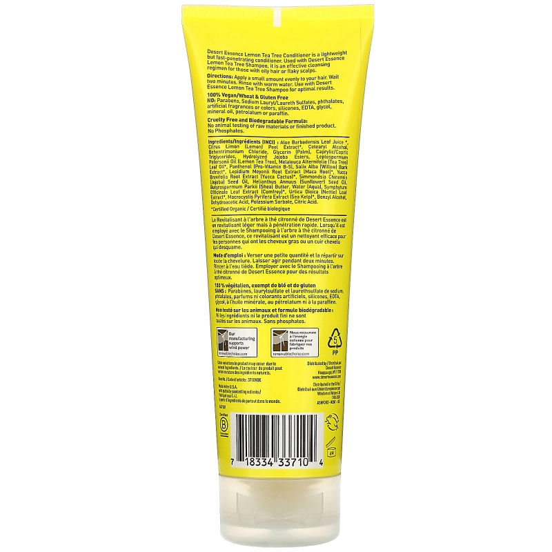 Desert Essence Organics Уход за волосами Кондиционер с ароматом лемона и чайного дерева 8 жидких унций (237 мл)