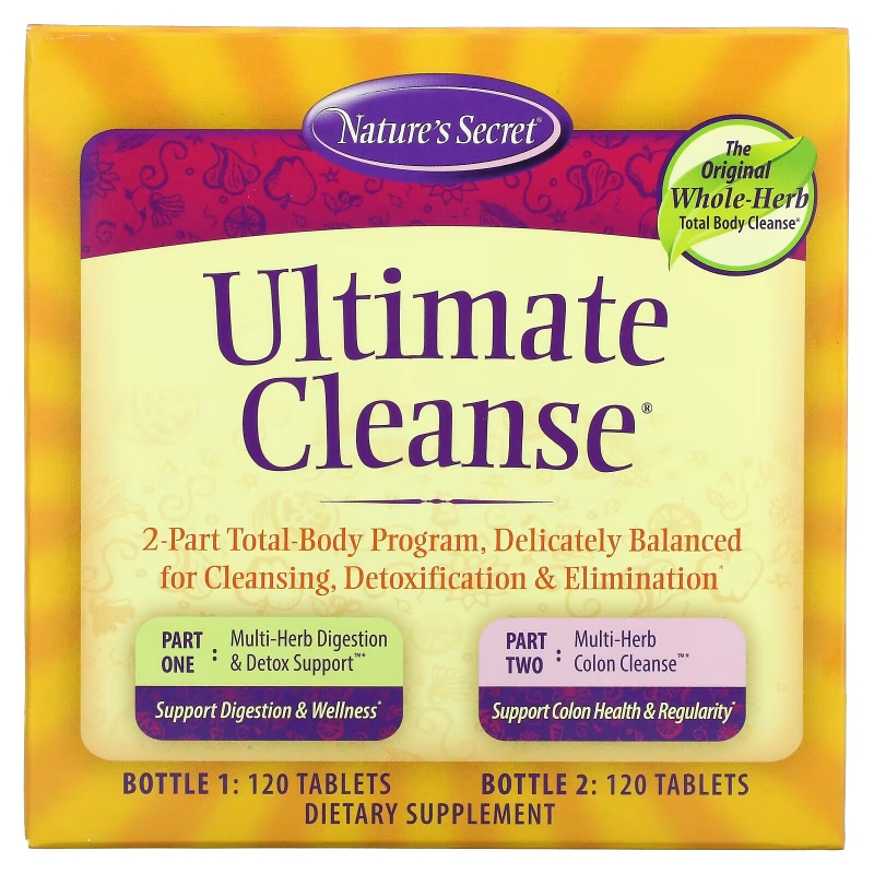 Nature's Secret, Ultimate Cleanse, 2 Part Total-Body Program, 2 Bottles, 120 Tablets Each