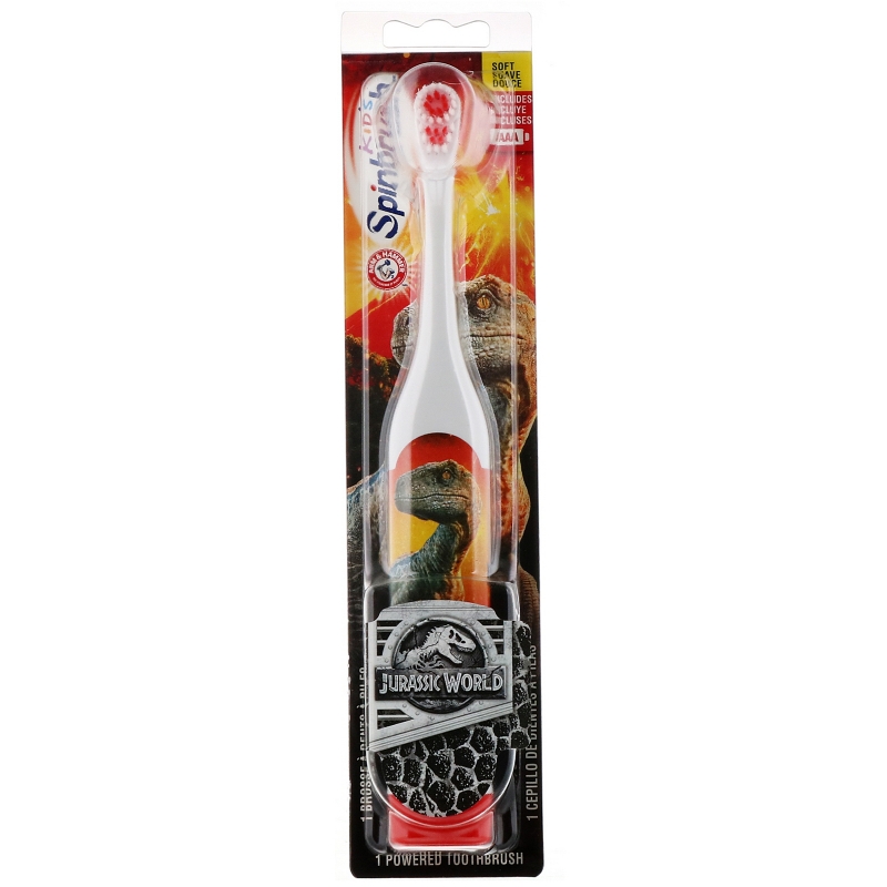 Arm & Hammer, Kid's  Spinbrush, Jurassic World, Soft, 1 Battery Powered Toothbrush