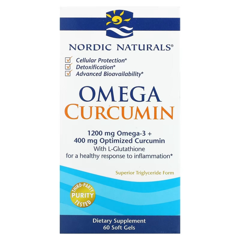 Nordic Naturals, Омега Куркумин, 60 Гелиевых Капсул