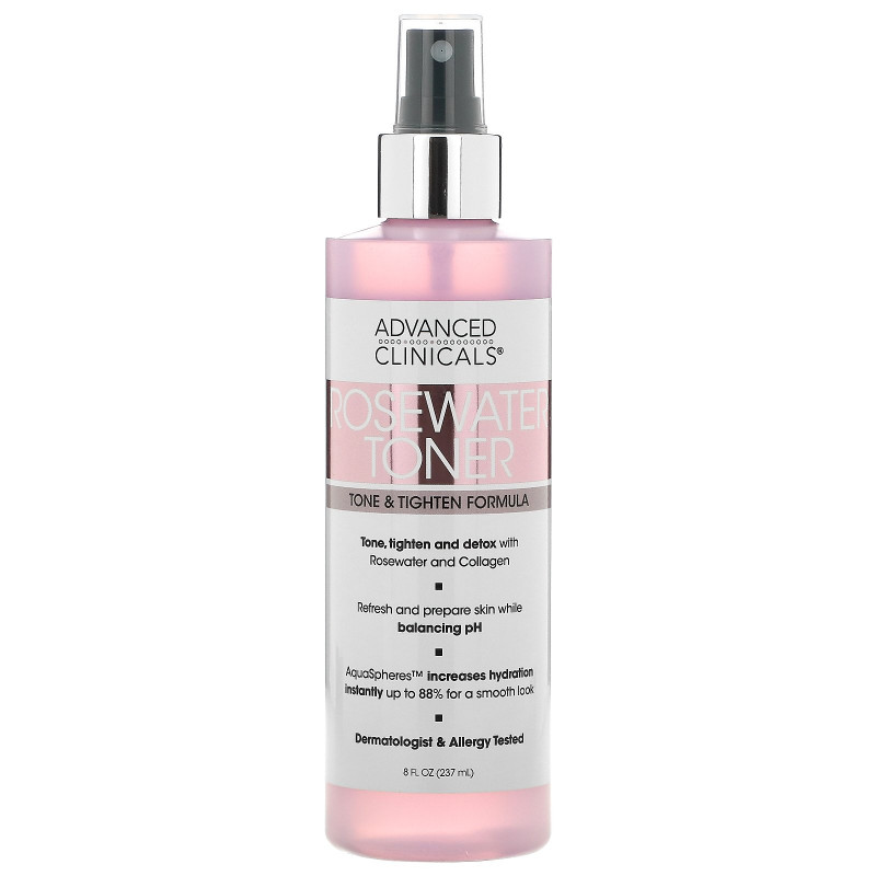 Advanced Clinicals, Rosewater Toner, Tone & Tighten Formula, 8 fl oz (237 ml)