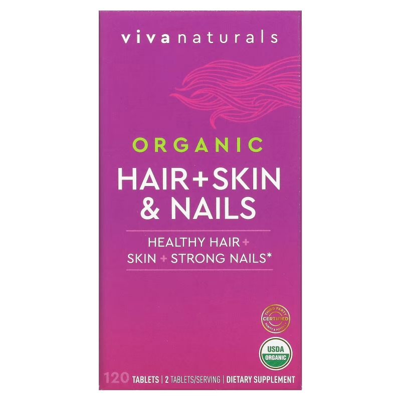 Viva Naturals, Organic Hair + Skin & Nails, 120 Tablets