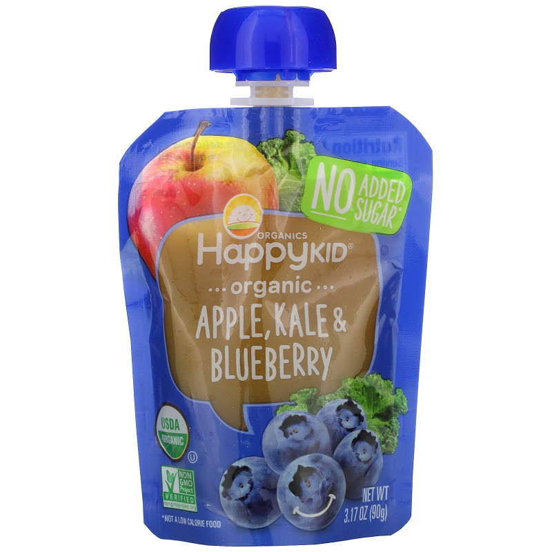 Nurture Inc. (Happy Baby), Happy Squeeze, Organic Superfoods, Twist, Organic Apple, Kale, & Blueberry, 4 Pouches, 3.17 oz (90 g) Each