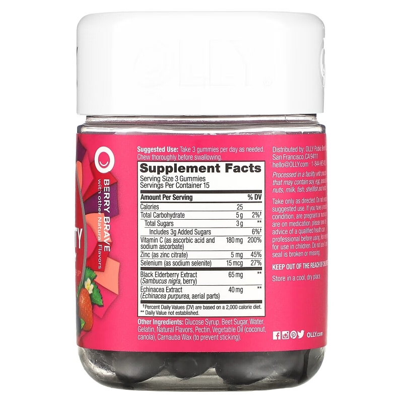 OLLY, Active Immunity + Elderberry, Berry Brave, 45 Gummies