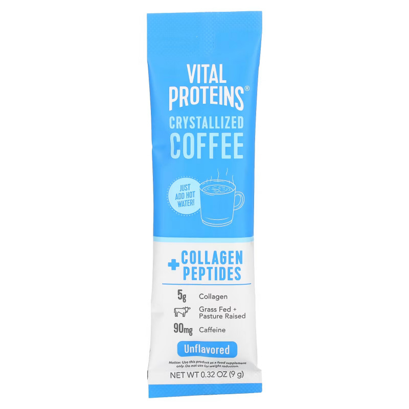 Vital Proteins, Crystallized Coffee + Collagen Peptides, Unflavored, 7 Packets, 0.32 oz (9 g) Each