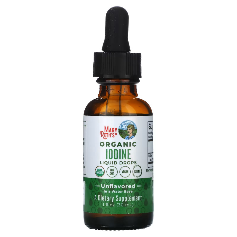 MaryRuth Organics, Organic Iodine Liquid Drops, Unflavored, 1 fl oz (30 ml)