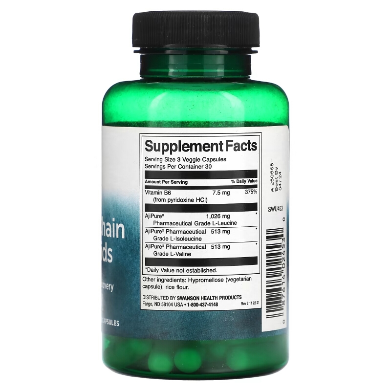 Swanson, Branched-Chain Amino Acids, 90 Veggie Capsules