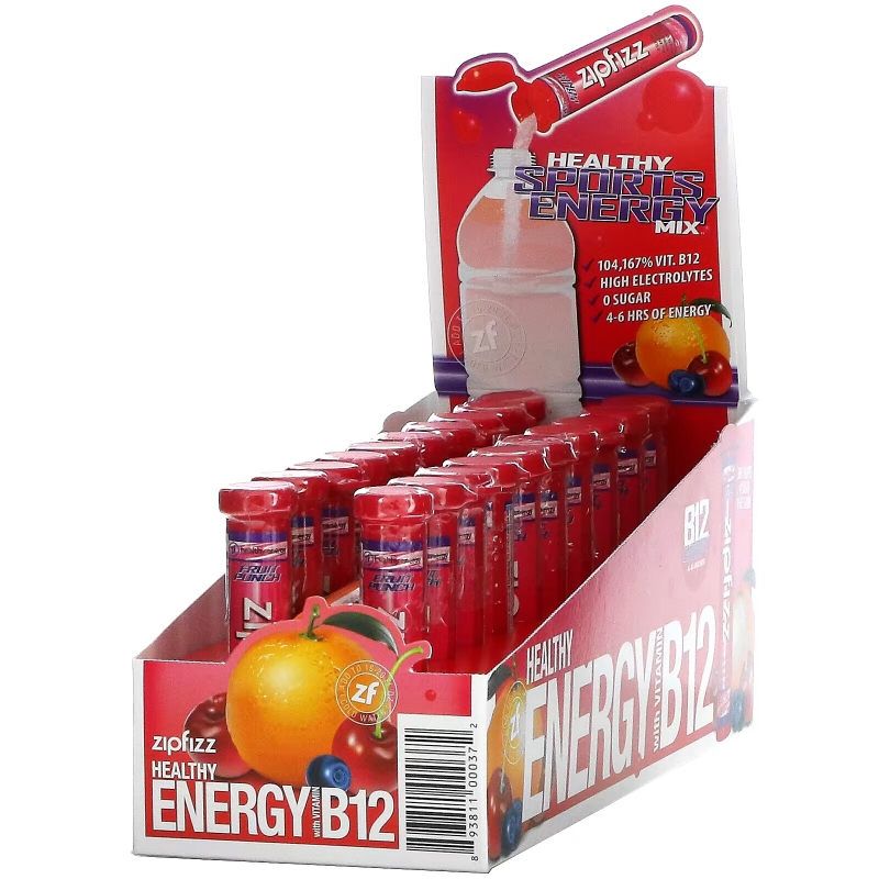 Zipfizz, Healthy Sports Energy Mix with Vitamin B12, Fruit Punch, 20 Tubes, 0.39 oz (11 g) Each