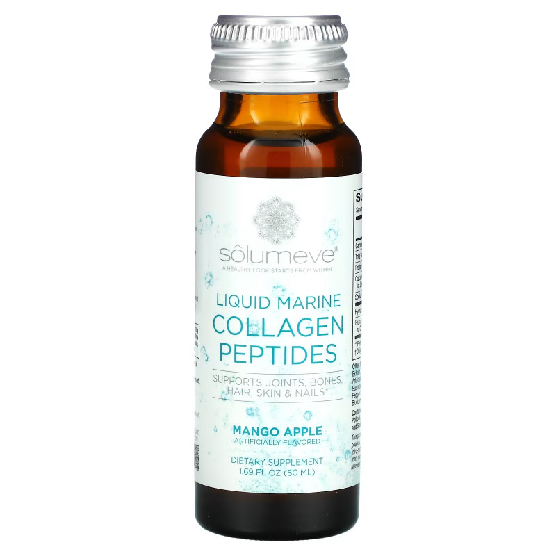 Solumeve, Ageless Beauty, жидкий морской коллаген, со вкусом манго и яблока, 10 флаконов по 50 мл (1,69 жидк. унции)